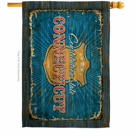 GUARDERIA 28 x 40 in. Connecticut Vintage American State House Flag with Double-Sided Horizontal  Banner GU3902026